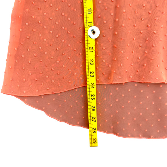 Ivy Jane Swiss Dot Sheer‎ Peach Blouse Cold Shoulder Bow Tied Womens Small - Picture 8 of 8